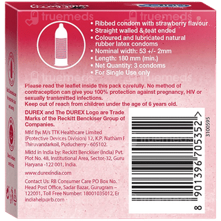 Durex Extra Thin Wild Strawberry Condoms 3